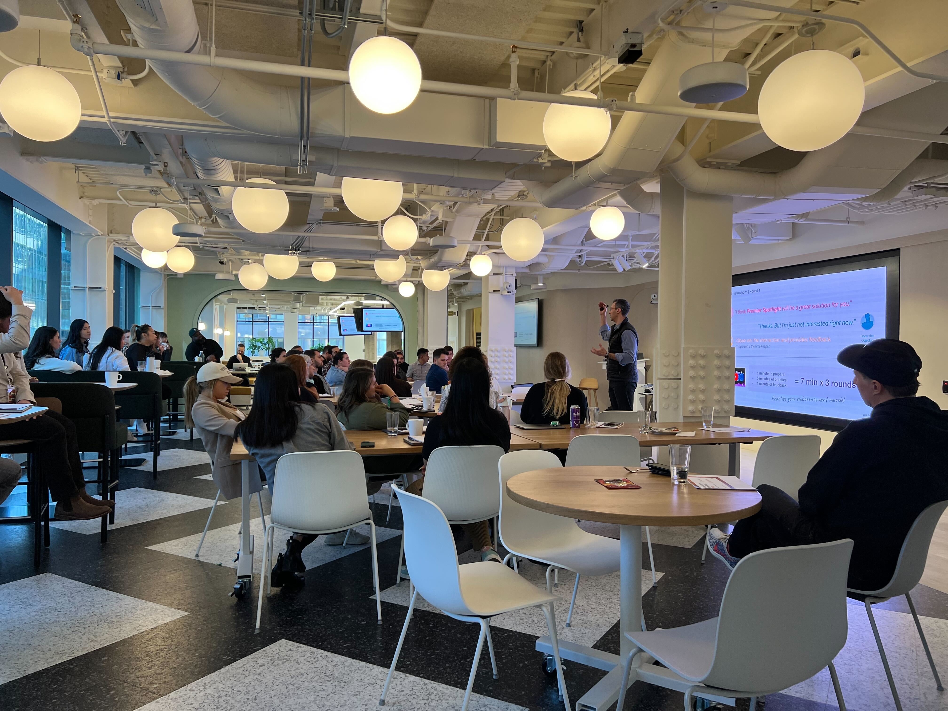 David facilitating a large group workshop session